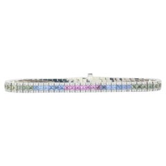 Rainbow Natural Diamond Sapphire Gemstone Bracelet in 14k Solid Gold (Certified)