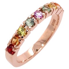 Rainbow Natural Sapphire Ring with 9 Sapphires in 18ct Rose Gold Rainbow Natural Sapphire Ring with 9 Sapphires in 18ct Rose Gold