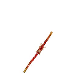 Rainbow Natural Sapphire Tennis Bracelet Set with 88 Sapphires in 18ct Rose Gold