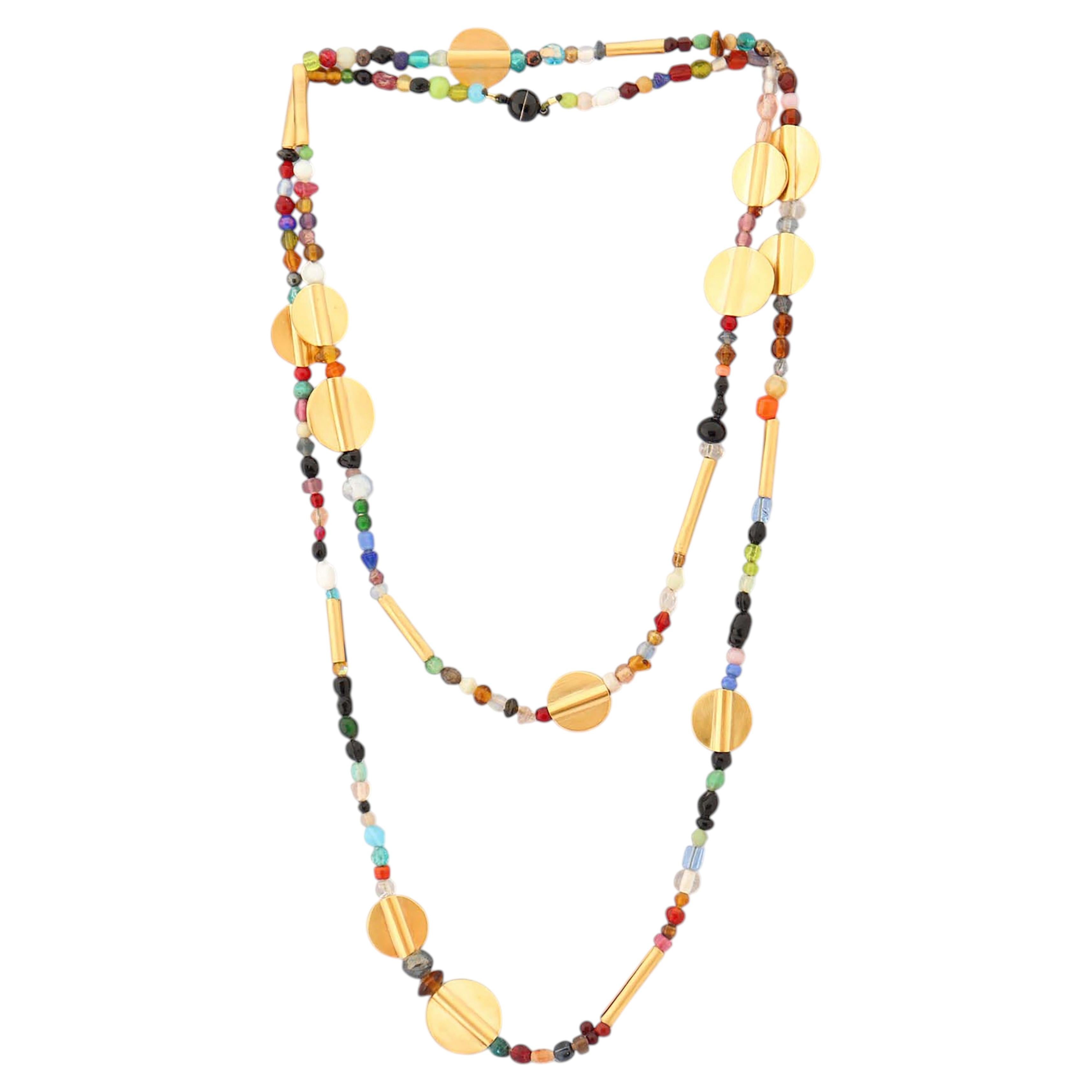 Collar Arco Iris de Oro de Vermeil de 24k y Cuentas de Cristal de Katerina Makriyianni