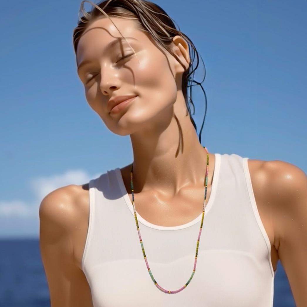 Collana con tormalina arcobaleno in oro 14k in vendita 6