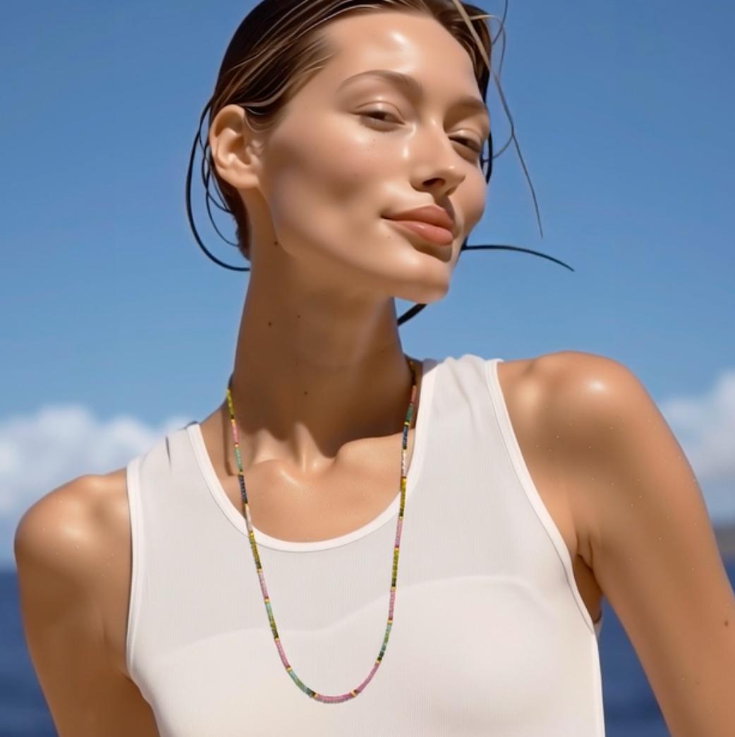 Collana con tormalina arcobaleno in oro 14k in vendita 7