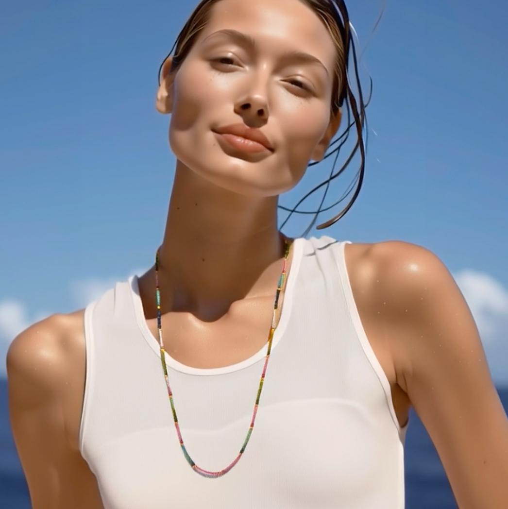 Collana con tormalina arcobaleno in oro 14k in vendita 8