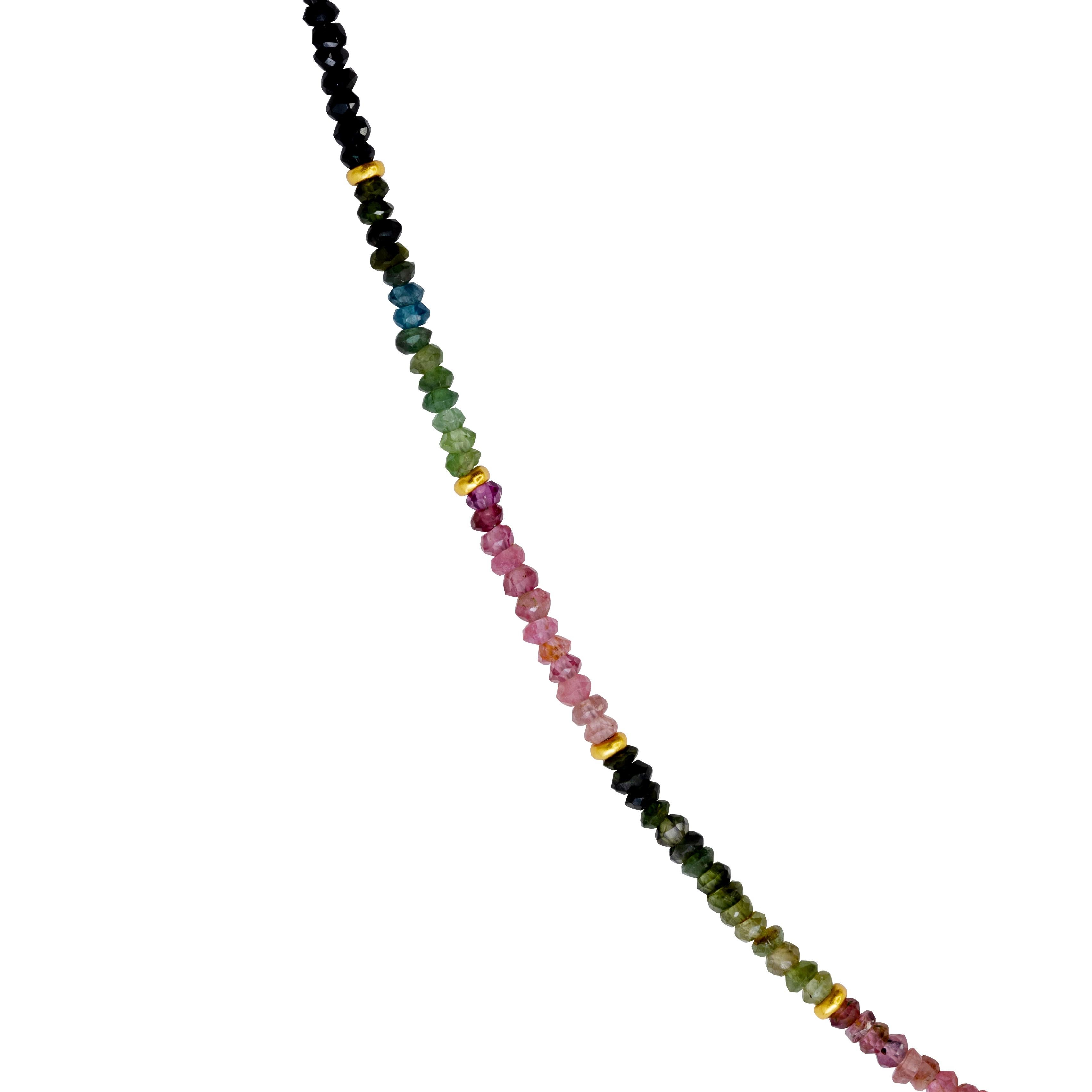Collana con tormalina arcobaleno in oro 14k in vendita 3