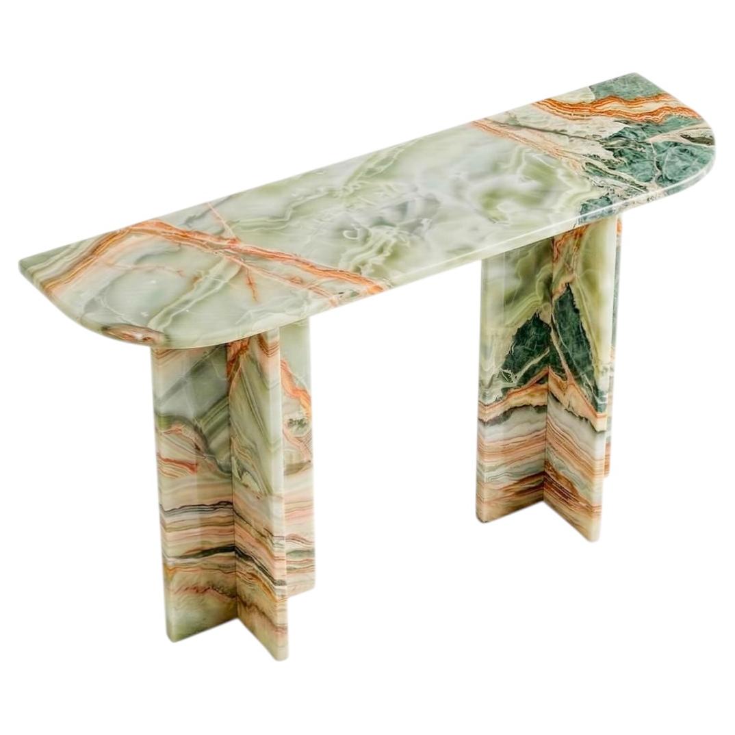 Rainbow Onyx Console Table, Customizable Marble Entryway Table, New