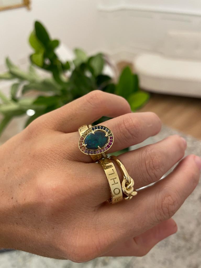 For Sale:  Rainbow Opal Ring in 18ct gold 15