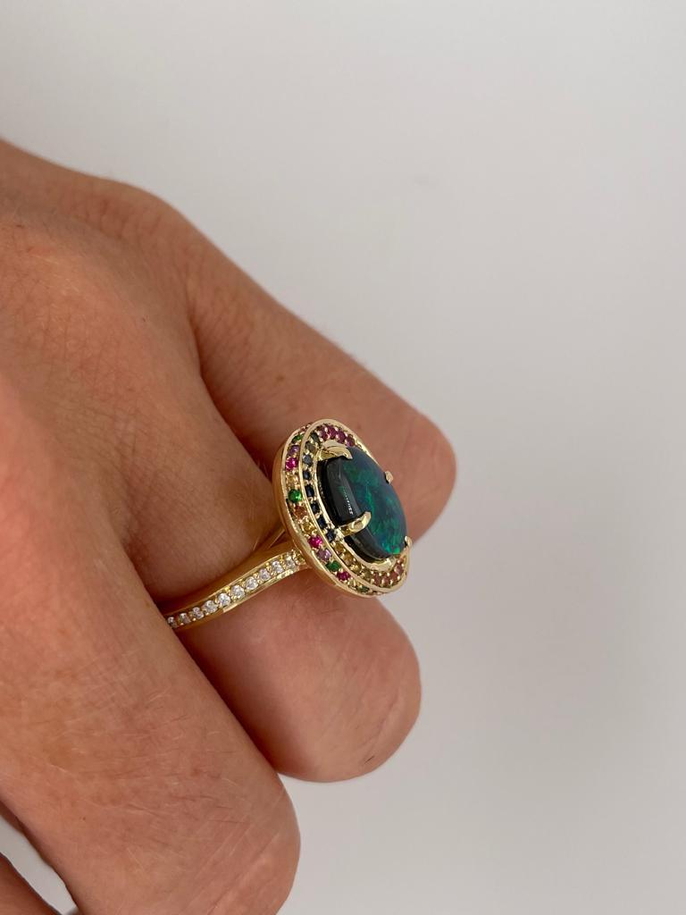 For Sale:  Rainbow Opal Ring in 18ct gold 17