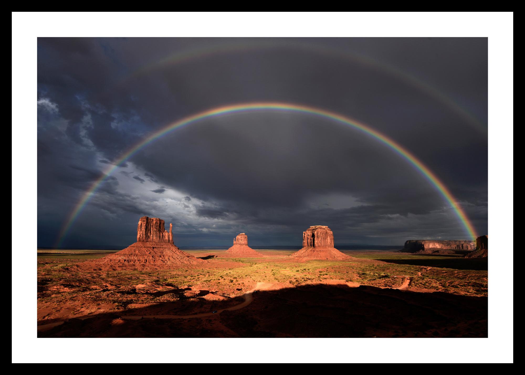 American Rainbow over Monument Valley, Landscape Color Photography Fine Art Print For Sale