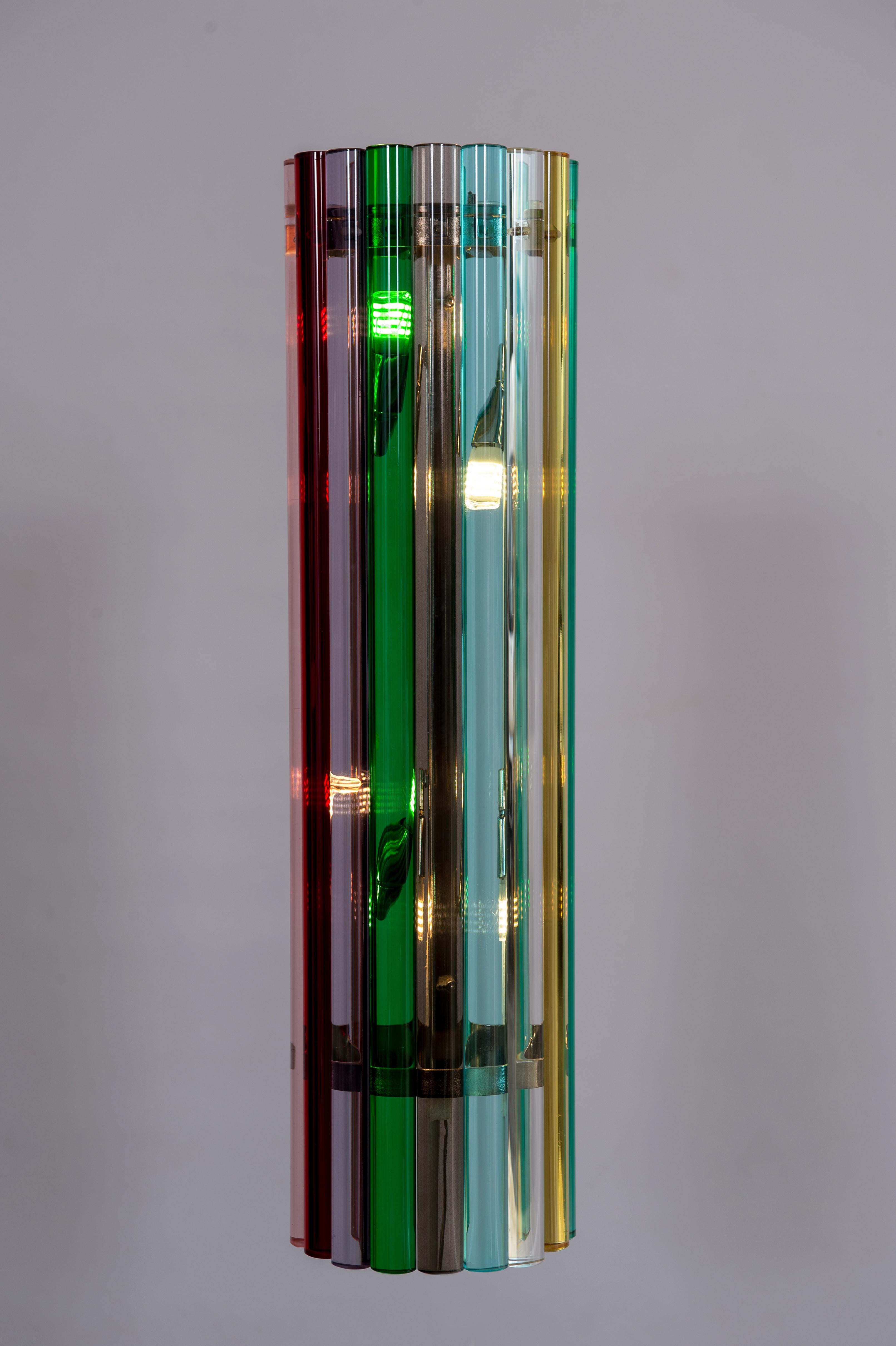 Art Glass Rainbow Pair of Sconces in Blown Murano Glass Giovanni Dalla Fina Contemporary For Sale