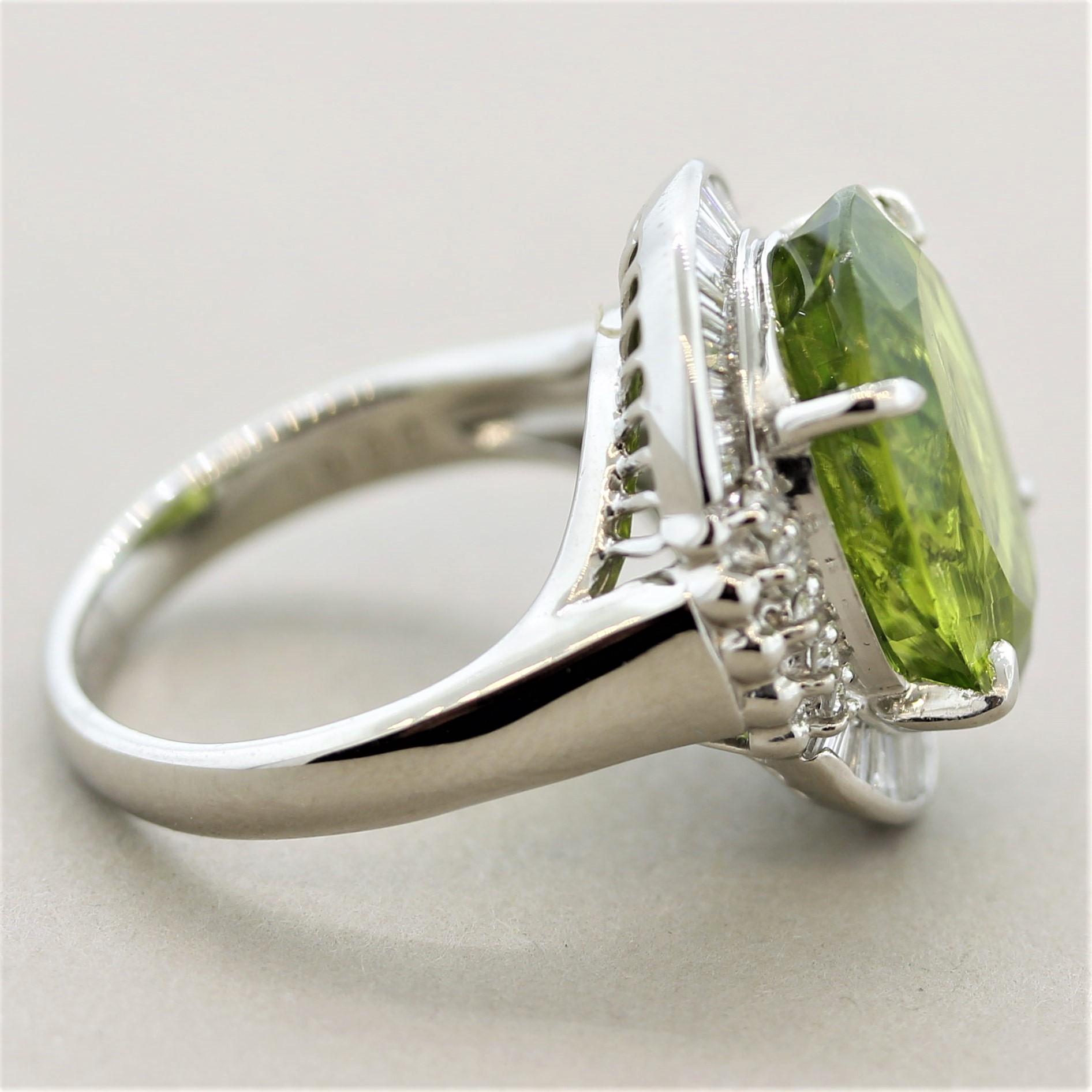 Women's “Rainbow” Peridot Diamond Platinum Cocktail Ring