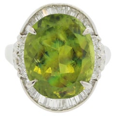 “Rainbow” Peridot Diamond Platinum Cocktail Ring