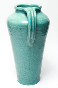 Rainbow Pottery Mid-Century Modern Turquoise Vase with Double Handles
