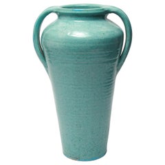 Rainbow Pottery Mid-Century Modern Turquoise Vase with Double Handles