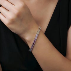 Rainbow Princess Cut Sapphire and Diamond Multi-Color Gold Bracelet 10.06 Carat