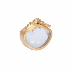 Rainbow Quartz Bell Lens Beaded Pendant in 22 Karat Gold