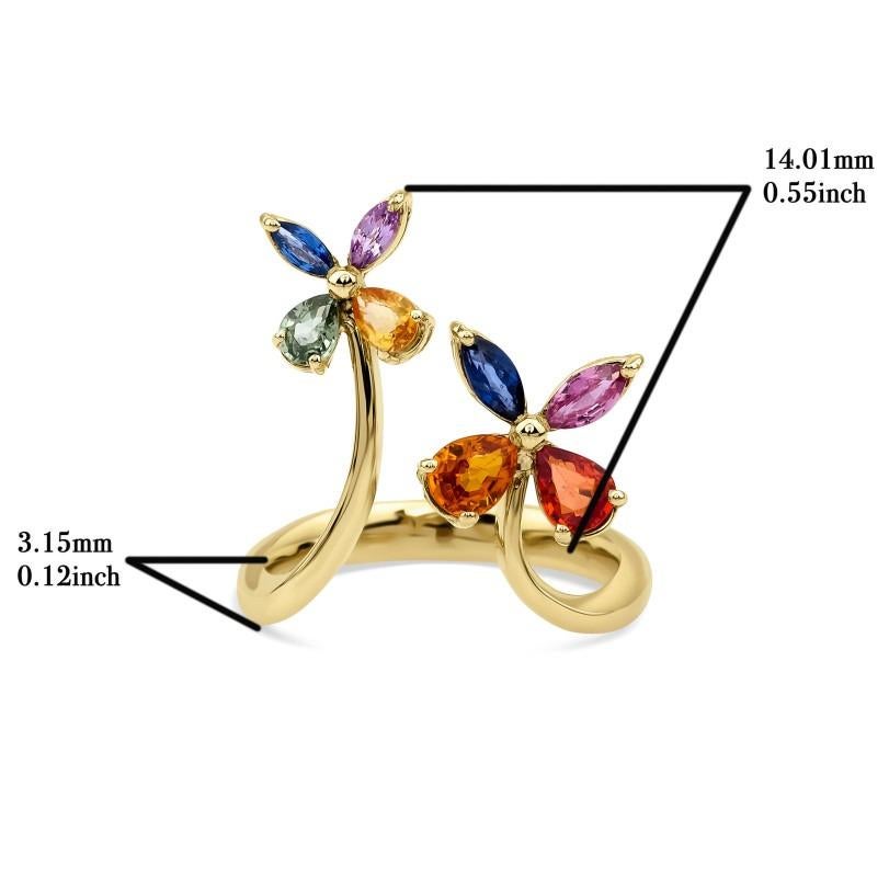 Rainbow Sapphire And Diamond 0.85ct Ring In New Condition For Sale In Fatih, 34