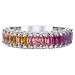 Ring aus massivem Gold mit Regenbogen-Saphir und Diamant 1,30 Karat