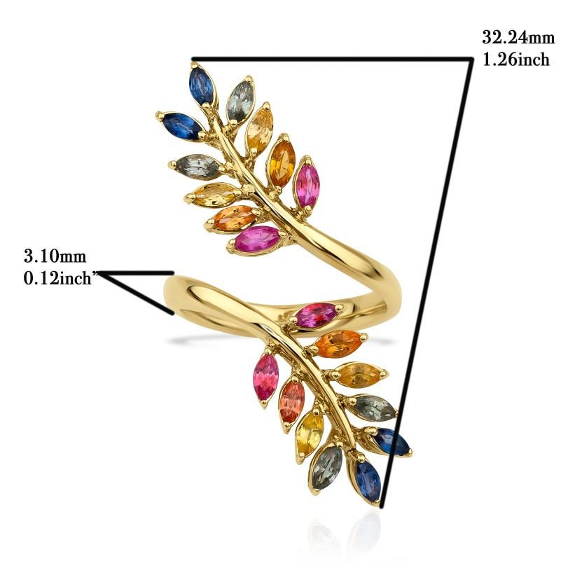 Taglio rotondo Anello con zaffiro e diamante Rainbow 1,85ct in vendita