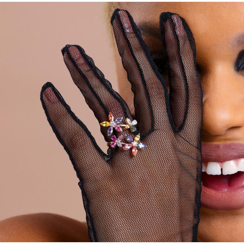 Moderne Bague en saphir arc-en-ciel et diamants de 3,48 carats en vente