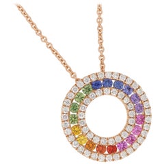Rainbow Sapphire and Diamond Pendant in Rose Gold