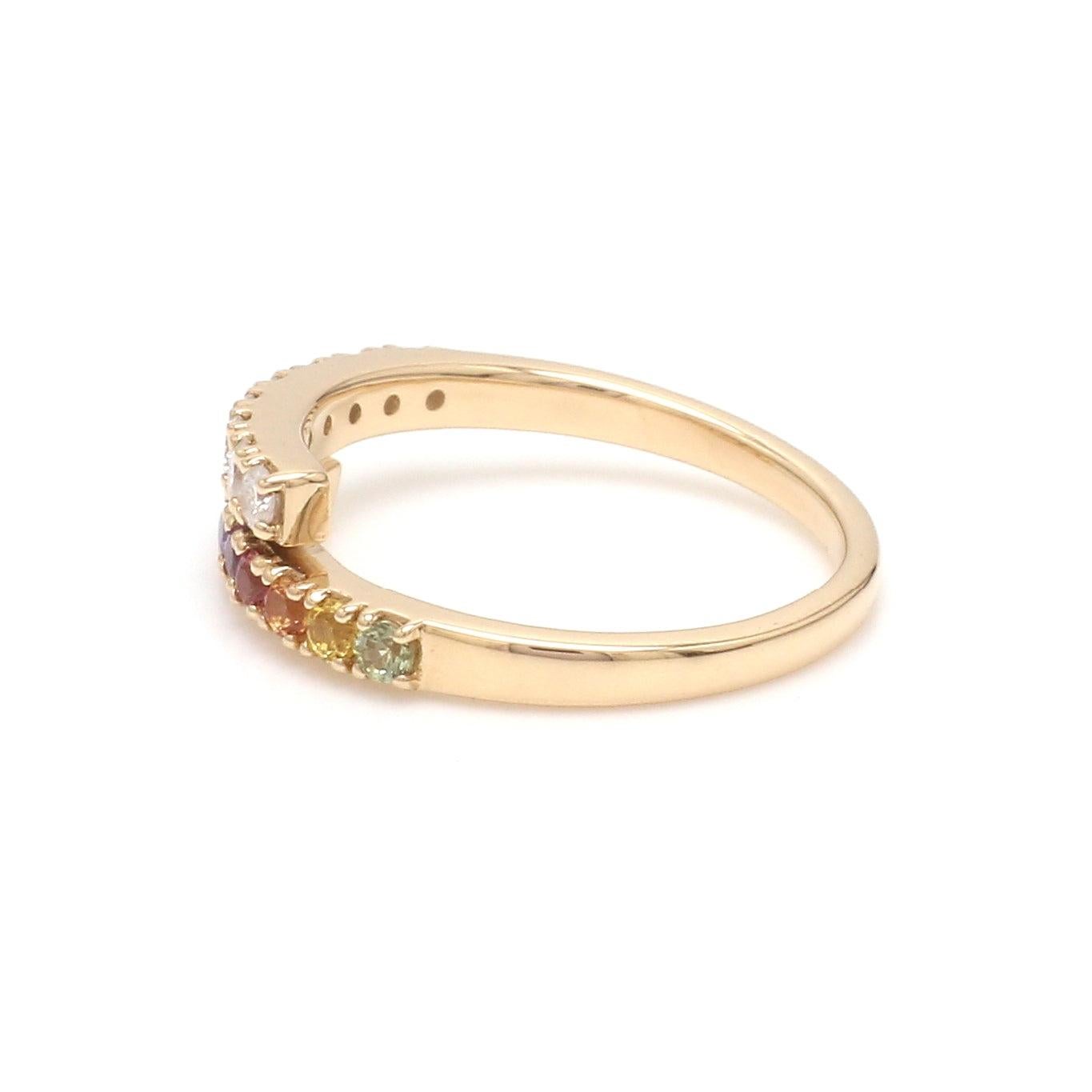 Rainbow Sapphire and Diamond Twist Ring in 18K In New Condition In jaipur, IN