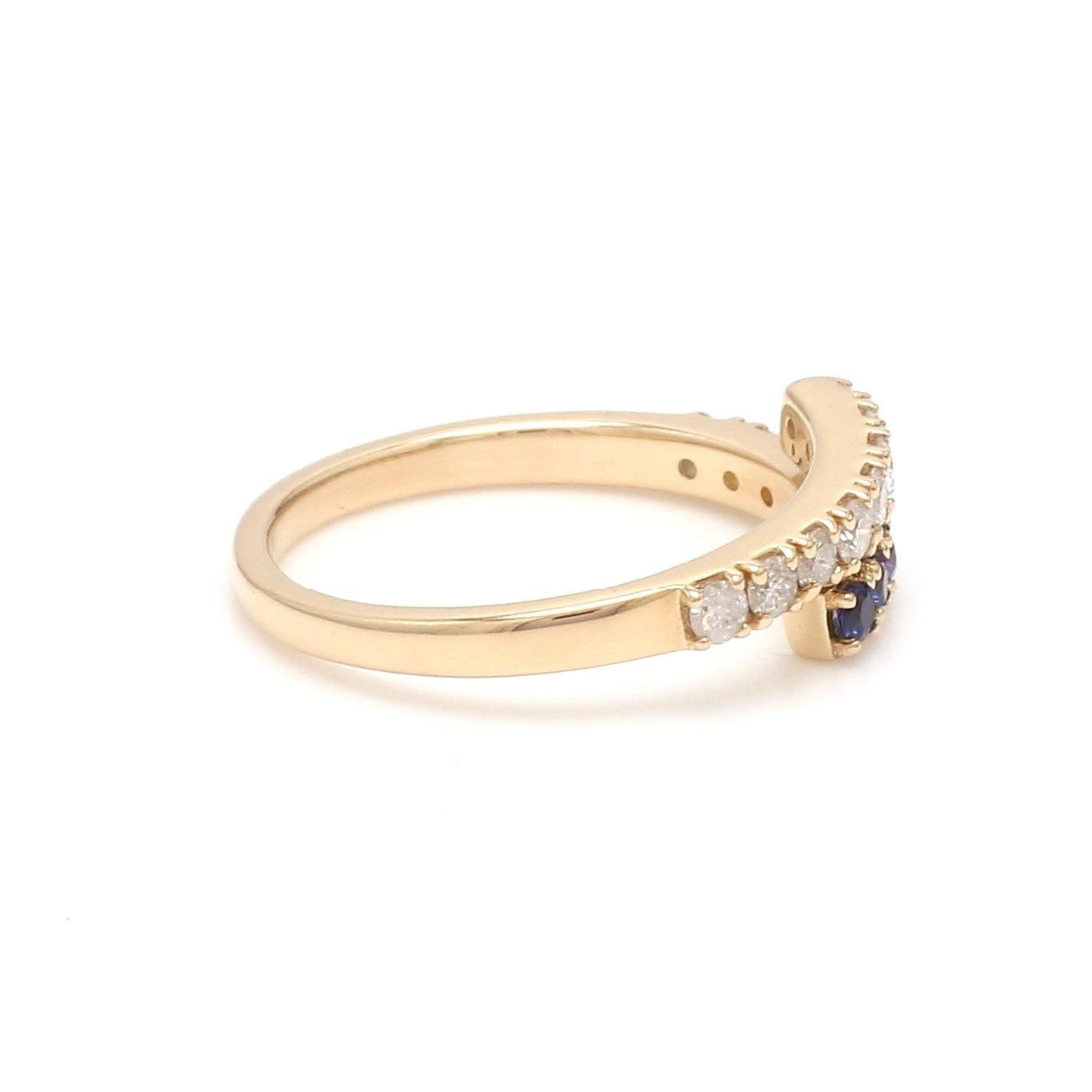 Women's Rainbow Sapphire and Diamond Twist Ring in 18K