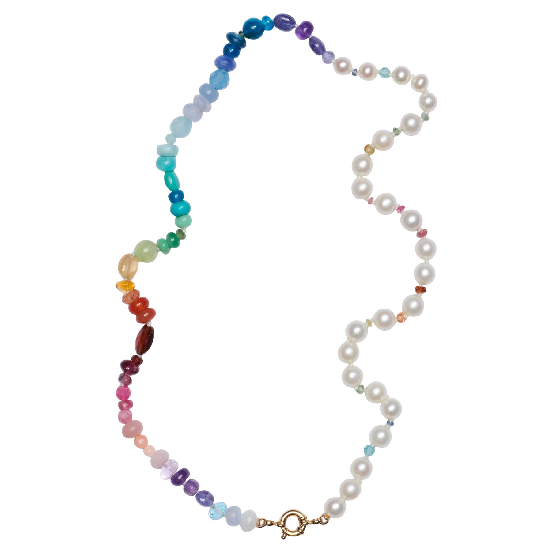 Collar de zafiro arco iris y perla blanca