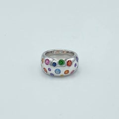 18KT Goldbandring mit Regenbogen-Saphir, Aquamarin, Amethyst, Halbedelstein und Tsavorit