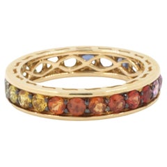 Rainbow Sapphire Band Ring in 14 Karat Yellow Gold