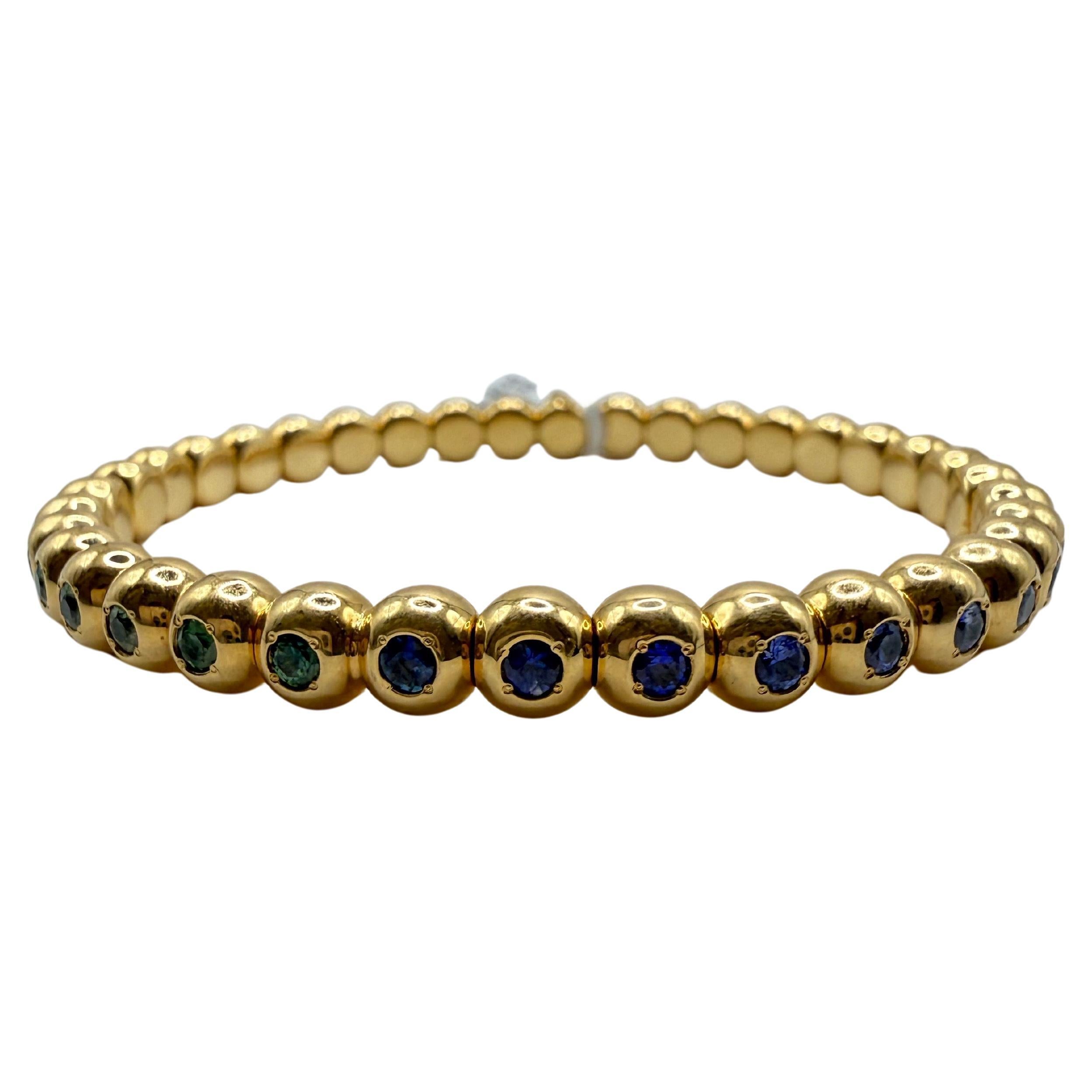 Rainbow Sapphire Armband 18kt Gelbgold MOVABLE passt alle Größen im Angebot