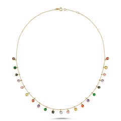 Rainbow Sapphire Dangle Chocker Necklace