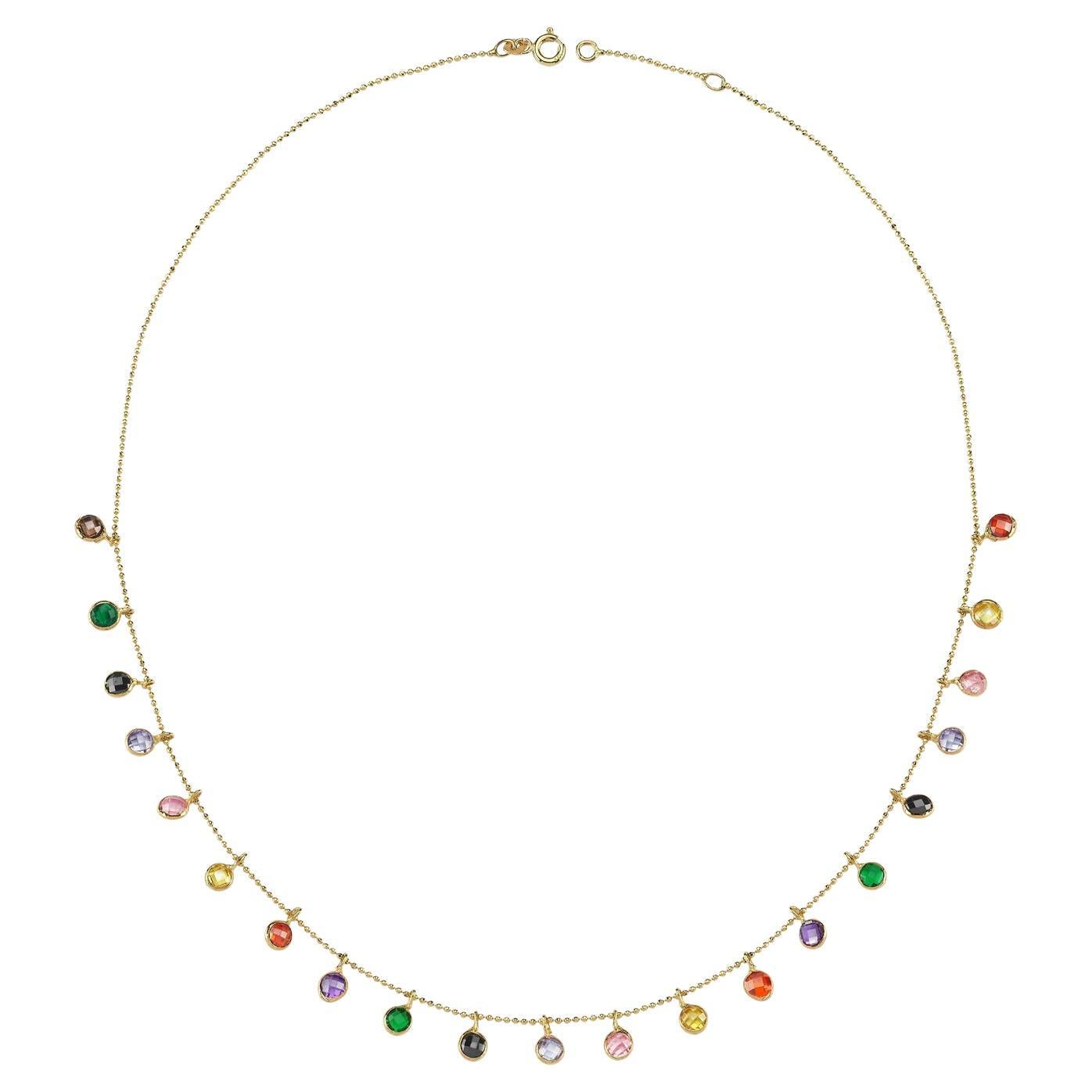 Rainbow Sapphire Dangle Chocker Necklace 