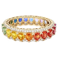 Rainbow Sapphire & Diamond 14K (18K Custom) Eternity Band Ring