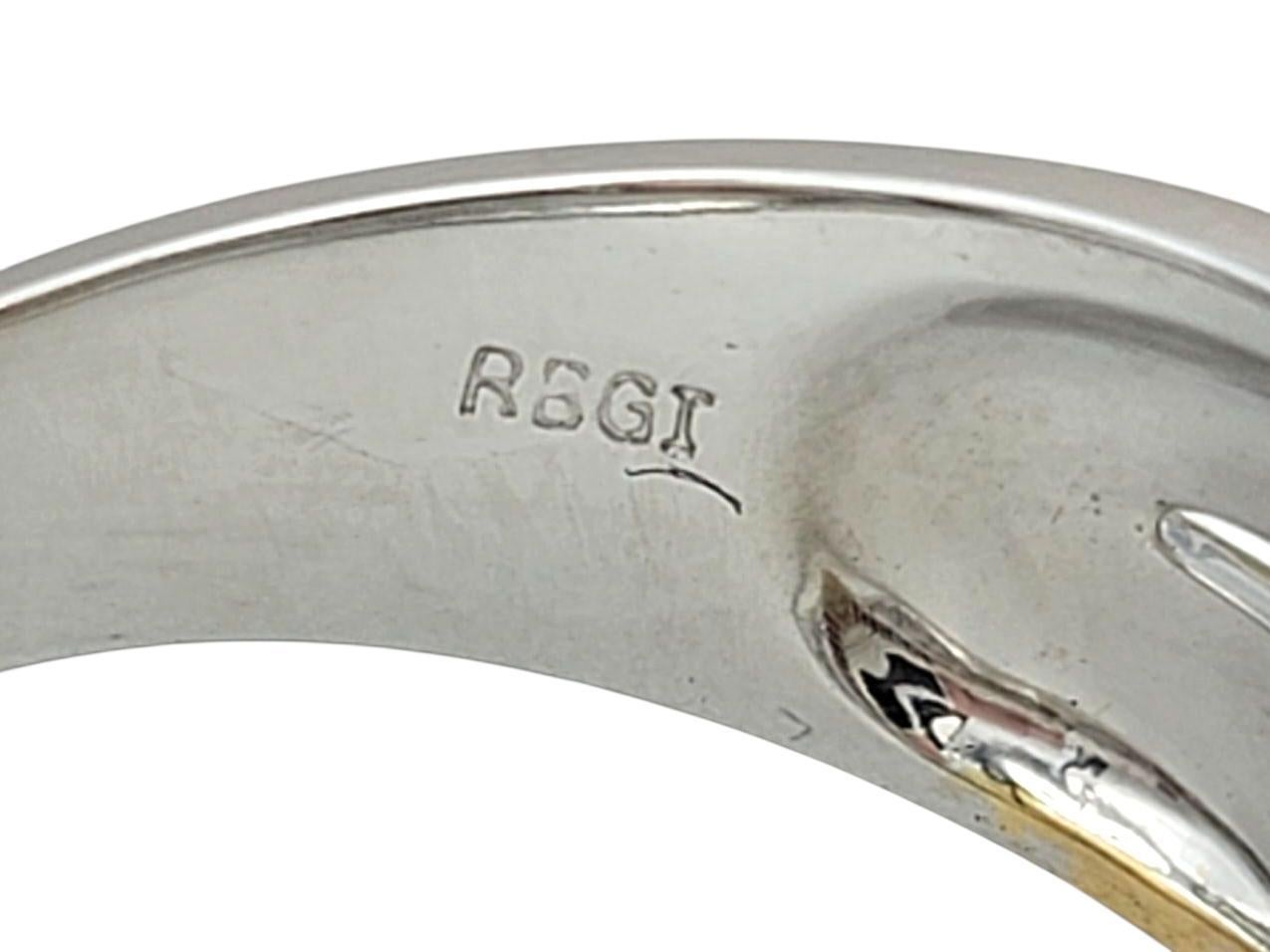 Bague croisée saphir arc-en-ciel et diamant en or bicolore 14 carats en vente 2