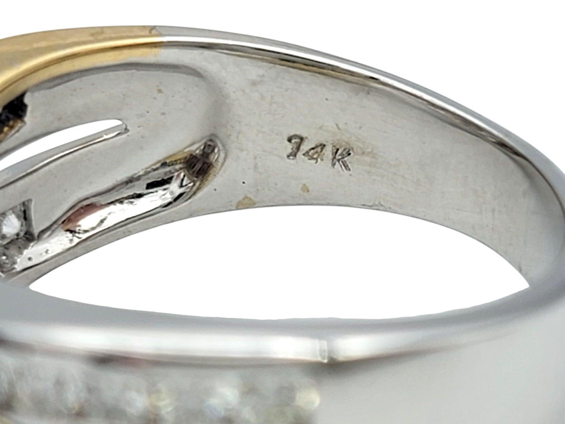 Bague croisée saphir arc-en-ciel et diamant en or bicolore 14 carats en vente 3