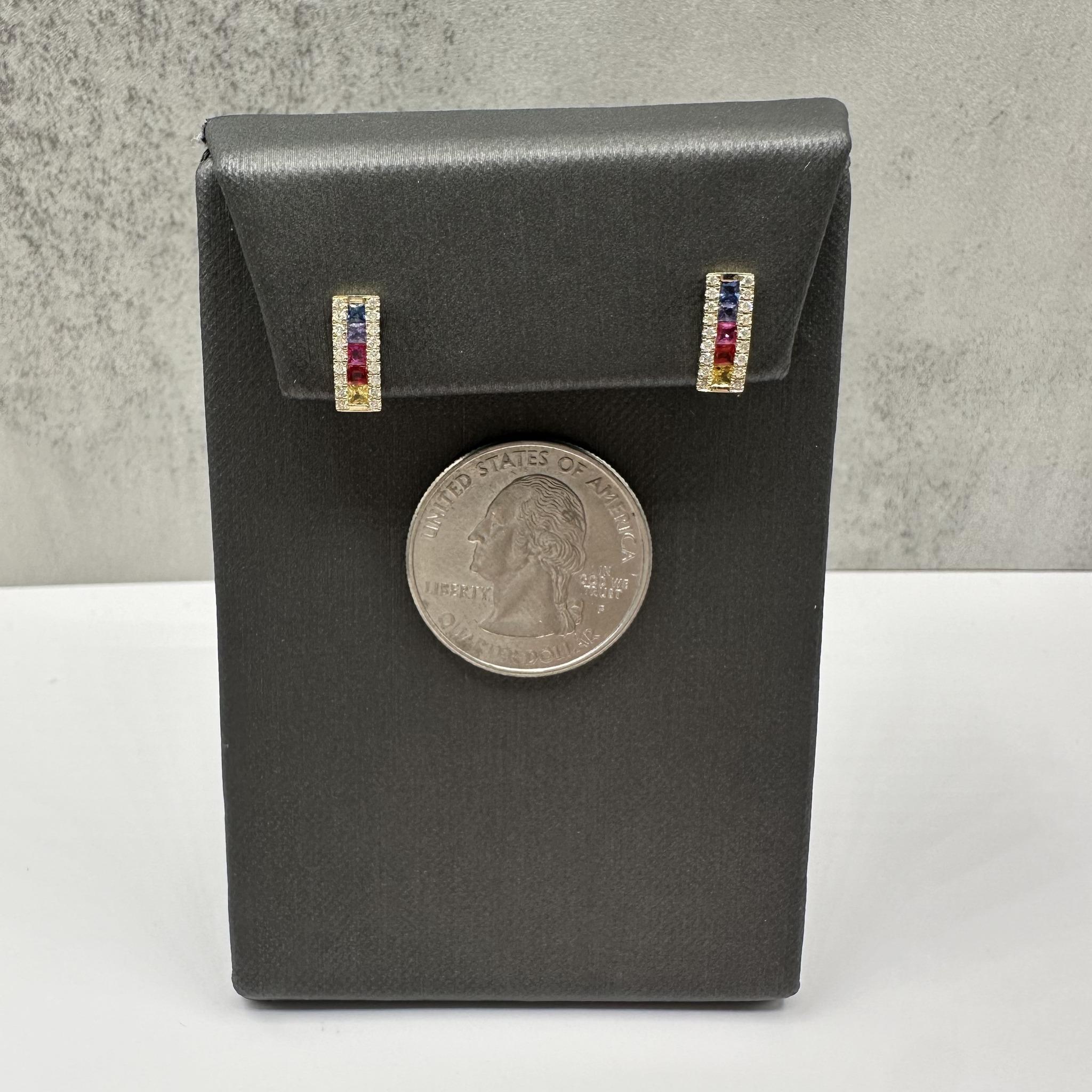 Orecchini con zaffiro e diamante in oro giallo 10kt - 0,20ctw, nuovi In condizioni Nuovo in vendita a West Hempstead, NY