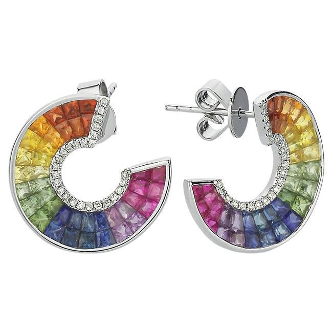Rainbow Sapphire Earrings For Sale