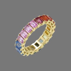 Rainbow Sapphire Eternity 5.57ct Band