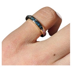 Regenbogen-Saphir-Eternity-Ring, 9-Karat-Gold, Kanalfassung, Größe I / 4