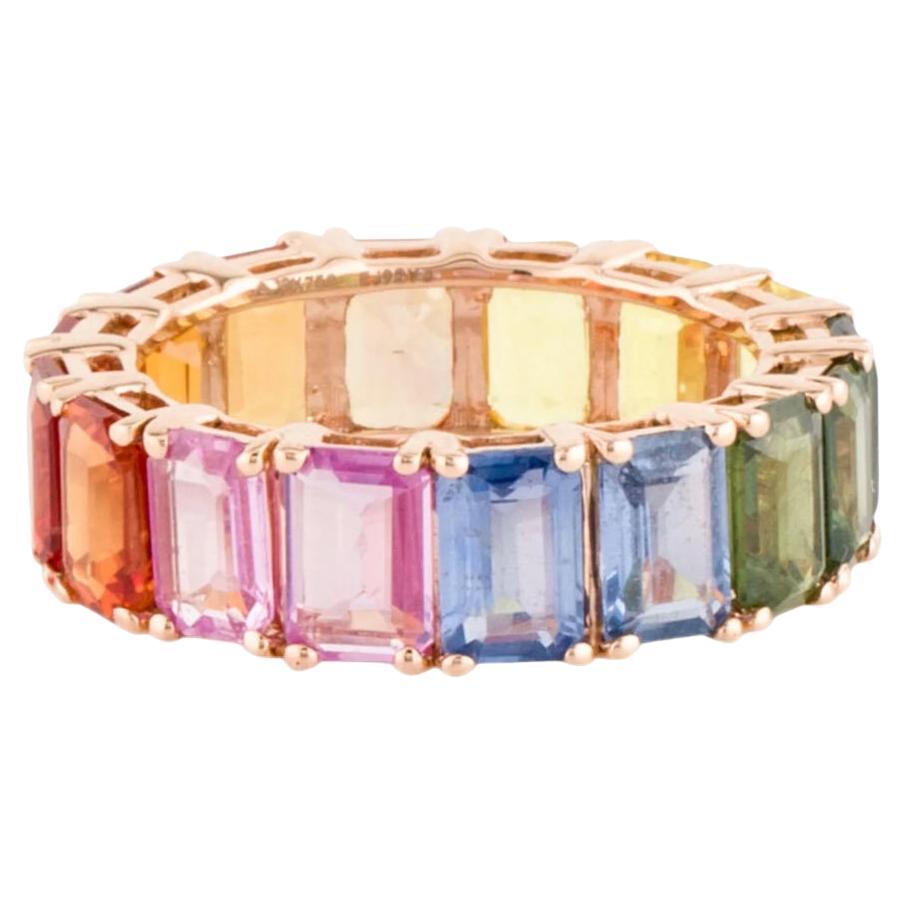 Rainbow Sapphire Octagon Eternity Band in 14k Gold For Sale