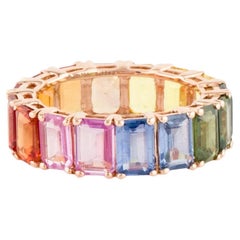 Rainbow Sapphire Octagon Eternity Band in 14k Gold