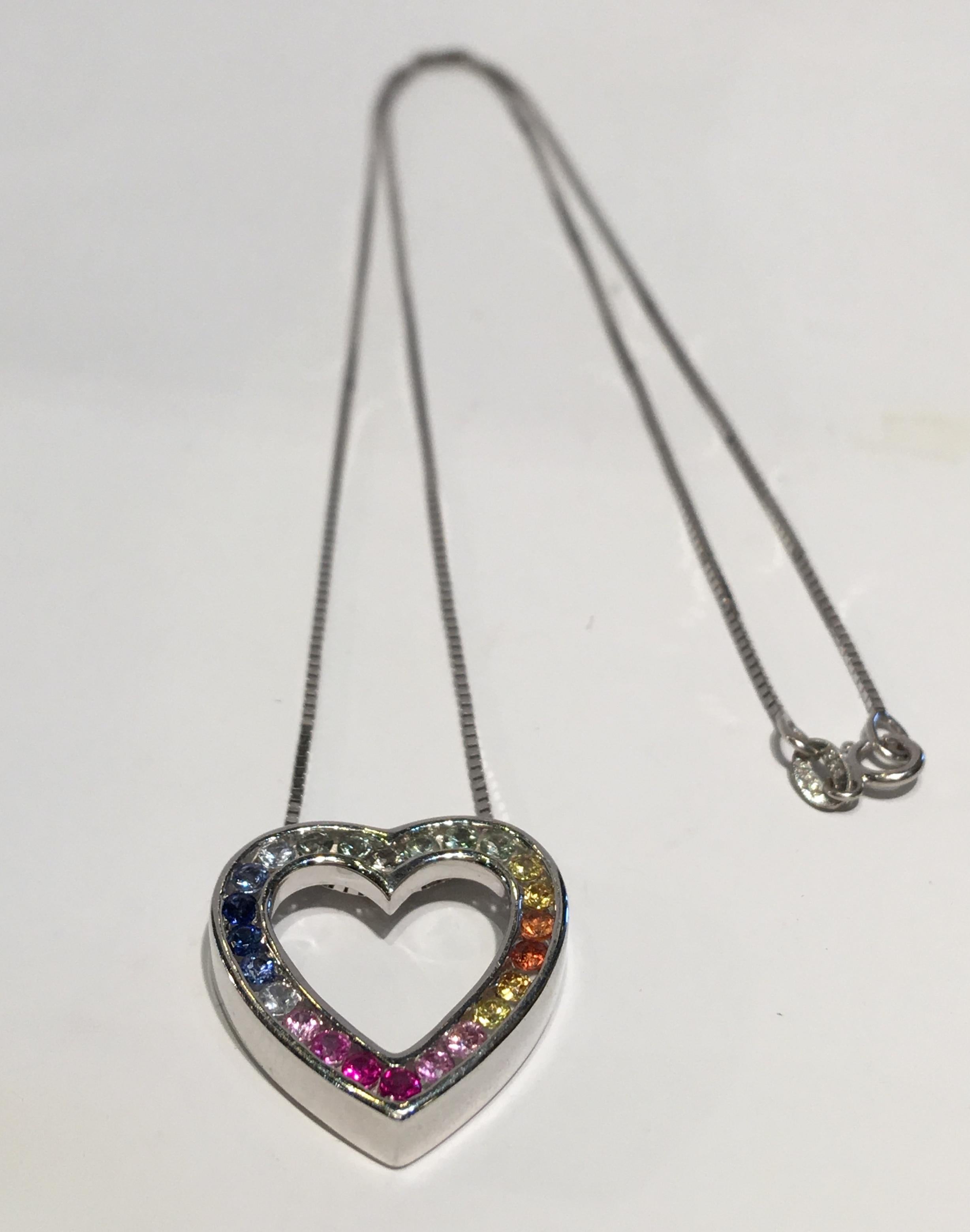 rainbow heart gold pendant