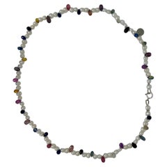 Rainbow Sapphire & Pearl Whisper Necklace