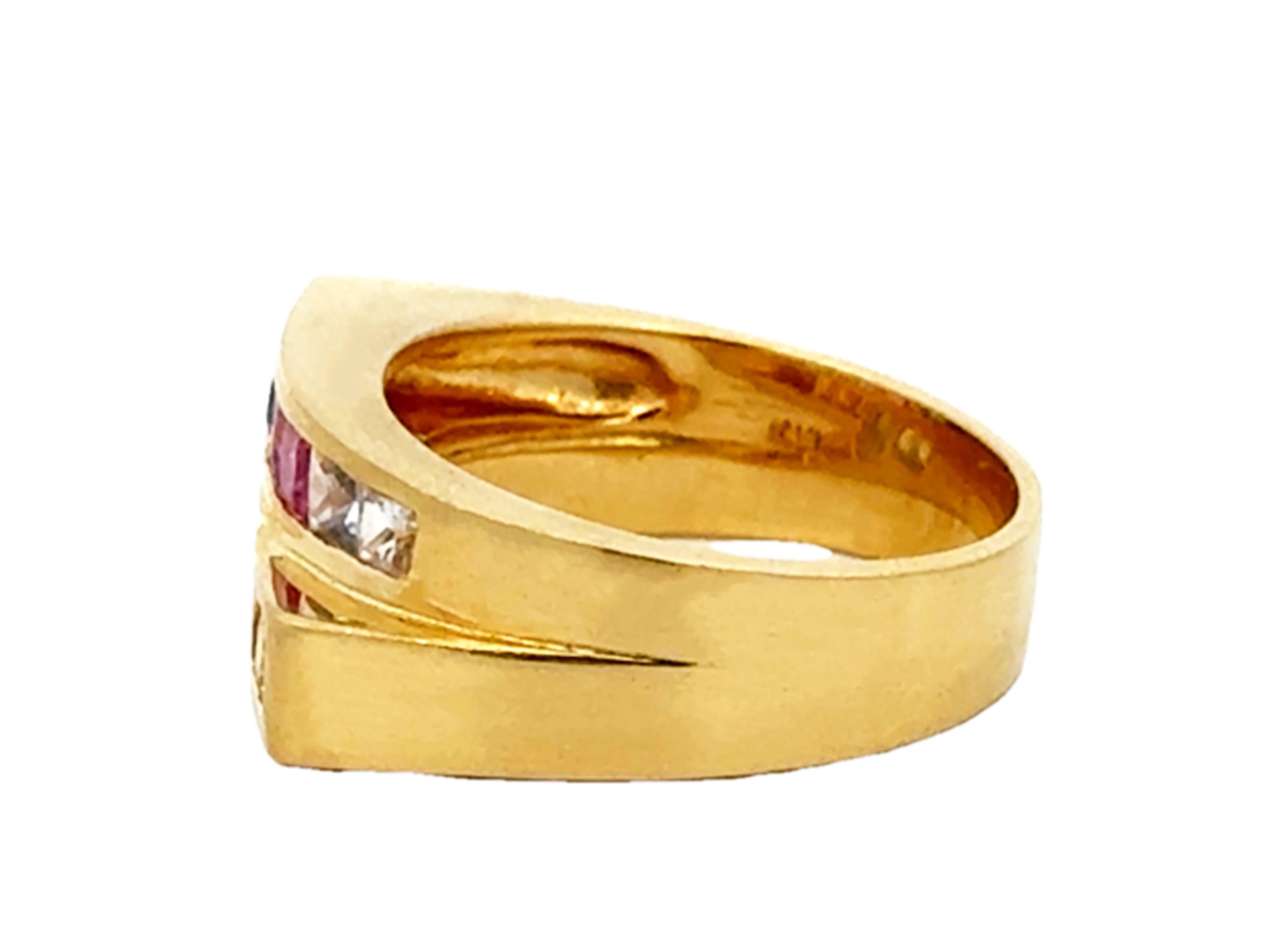 Bague saphir arc-en-ciel en or jaune 18 carats en vente 1
