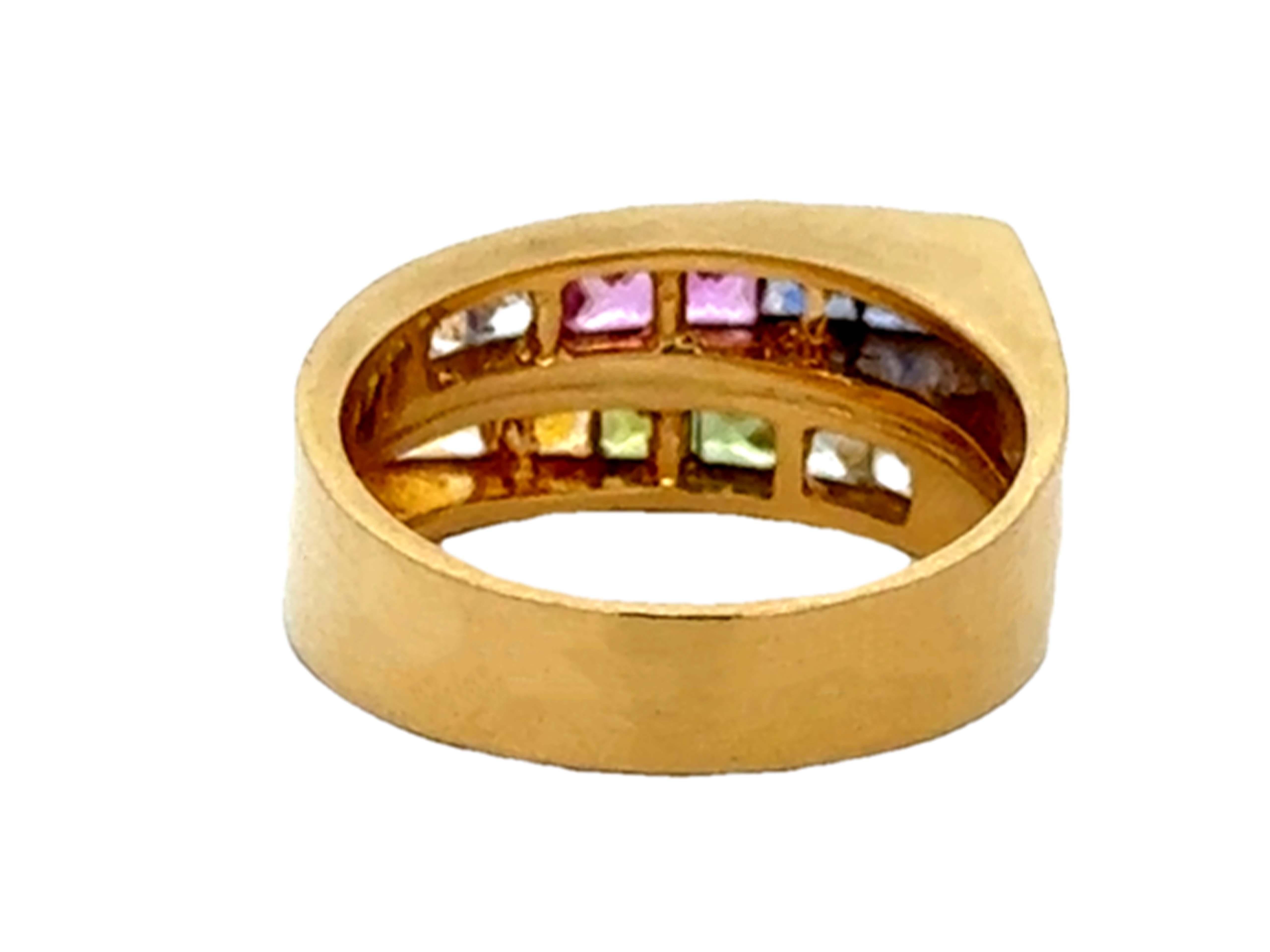 Bague saphir arc-en-ciel en or jaune 18 carats en vente 2