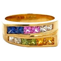 Anillo Zafiro Arco Iris Oro Amarillo 18k