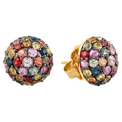 Rainbow Sapphire Stud Earrings Made In 18k Yellow Gold