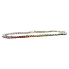 Rainbow Sapphire Tennis Bracelet in Sterling Silver – 3.75ct, 7.5in, New