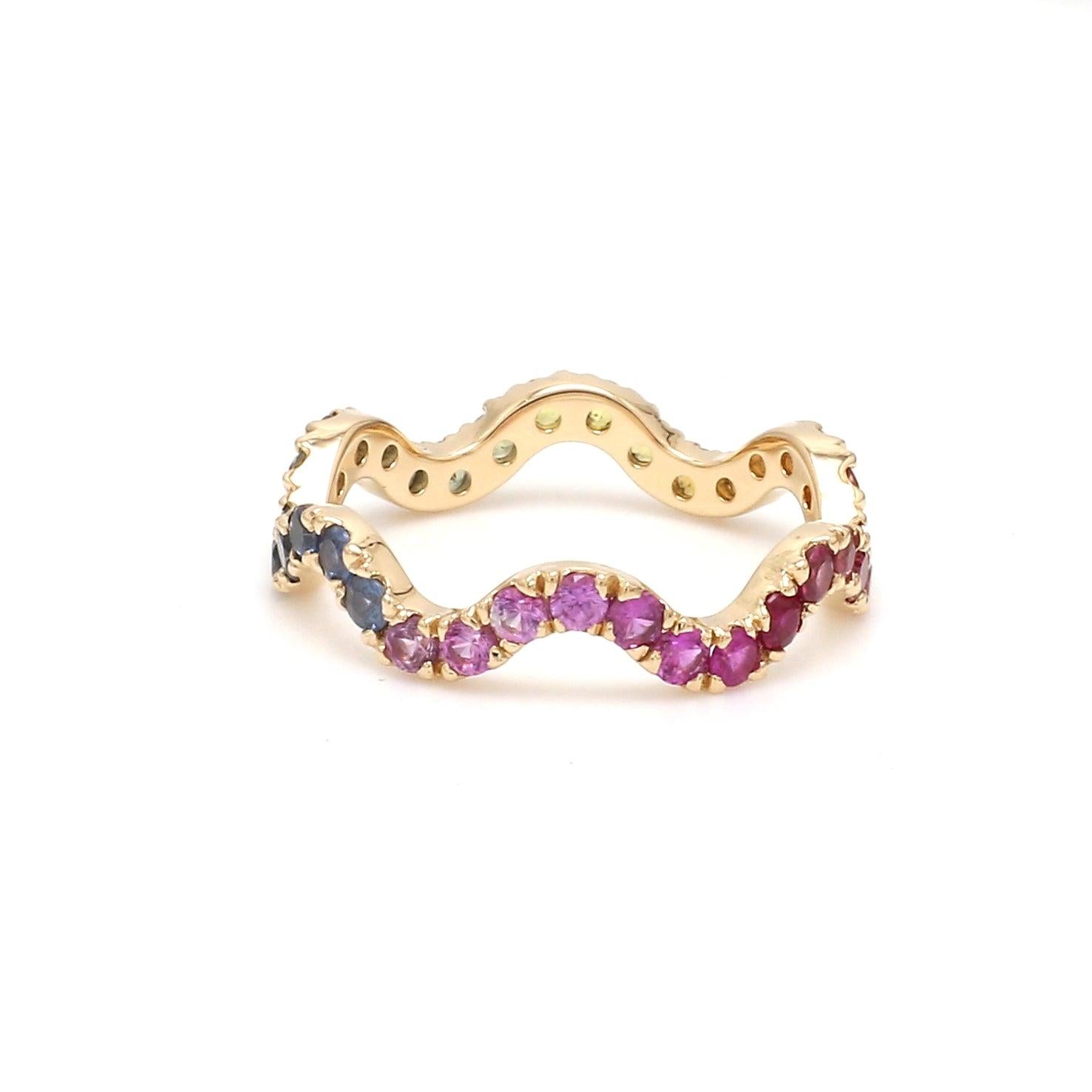 Stone : Rainbow Sapphire

Type : Natural

Shape : Round Cut

Size : 2 MM 

Weight : 1.20 Carats

Metal : Gold    

Customisation : Available  

This is a Brand new Piece

. Its very hard to capture the true color and luster of the stone, I have