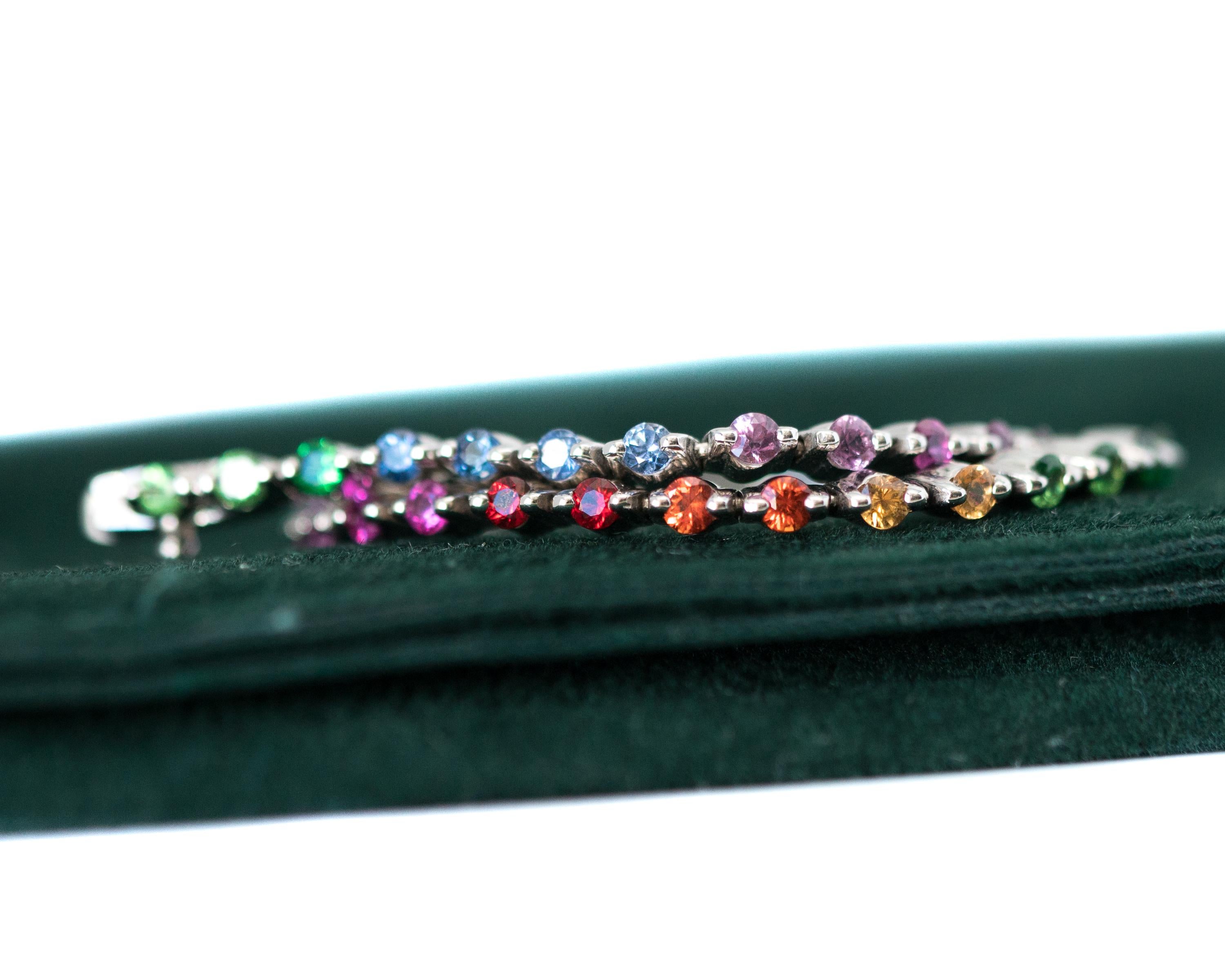 Rainbow Sapphires 18 Karat White Gold Tennis Bracelet In New Condition In Atlanta, GA